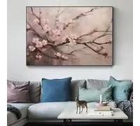 KEMEIQI Impression sur toile, motif floral vintage de fleurs de cerisier, affiches et impressions sur toile, tableaux décoratifs pour salon (80 x 120 cm)