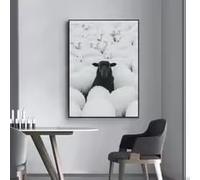 KEMEIQI Impression sur toile « Mouton noir », affiche décorative style rétro classique, décoration murale imprimée (60 x 90 cm)