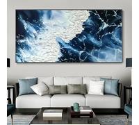 KEMEIQI Impression sur toile, peinture à l'huile sur toile, paysage marin abstrait, nuage blanc texturé, décoration murale pour la maison (80 x 120 cm)