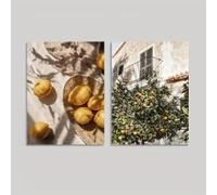 KEMEIQI Impression sur toile représentant un jardin de citronniers, paysages italiens, art moderne, décoration d'intérieur, pour chambre à coucher (70 x 100 x 2 cm, cadre)