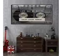 KEMEIQI Impression sur toile style cassette audio rétro classique - Motif à rayures, thème musical, affiche murale, décoration intérieure (30x60cm/sans cadre)