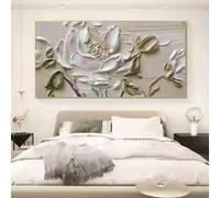 KEMEIQI Impression sur toile, tableau moderne de fleurs blanches épanouies, affiches et impressions de tulipes aux feuilles vertes, décoration murale (70x100cm)