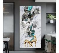 KEMEIQI Impressions bon marché - Impression sur toile abstraite moderne représentant un cerf - Décoration murale bleue pour salon, chambre, bureau (30 x 60 cm, sans cadre)