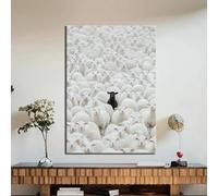 KEMEIQI Impressions bon marché Mouton noir parmi les agneaux blancs Peinture sur toile Portrait animalier moderne Affiche et impression Décoration murale pour chambre d'enfant 50x100 cm Sans cadre