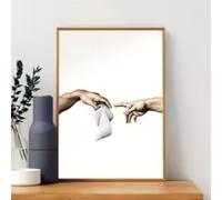 KEMEIQI La création d'Adam rencontre le papier toilette, affiches sur toile imprimées, art mural de Michel-Ange, minimal, décoration d'intérieur moderne pour toilettes 60x90cm sans cadre