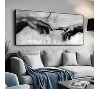 KEMEIQI La Main de Dieu - Tableau sur toile - Affiche murale - Décoration murale - Adam - Impression - Peinture religieuse et culturelle - Décoration de chambre (55x110cm/Sans cadre)