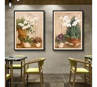 KEMEIQI Lot de 2 affiches sur toile style vintage, art mural floral et botanique, peinture sur toile représentant une fleur de magnolia pour la décoration intérieure du salon (50 x 70 x 2 cm/cadre)