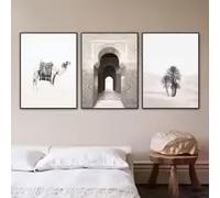 KEMEIQI Lot de 3 affiches murales représentant un chameau marocain, palmiers dans le désert du Sahara, peintures sur toile, images pour la maison (20 x 30 x 3 cm, sans cadre)