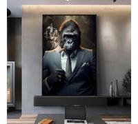 KEMEIQI Nordique Gorille Porter Costume Mur Art Toile Peinture Abstraite Esthétique Animal Singes Affiche Imprimer Photo pour Décor Moderne 80x120 cm Sans Cadre
