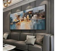 KEMEIQI Peinture à l'huile murale rétro classique et moderne « Paysage urbain » HD, affiche imprimée pour décoration de maison, chambre à coucher, salon (70 x 140 cm, sans cadre)