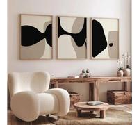 KEMEIQI Peinture sur toile abstraite moderne minimaliste et neutre, art mural noir et beige, art mural nordique simple pour chambre à coucher, 50 x 70 cm, sans cadre