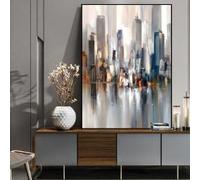 KEMEIQI Peinture sur toile abstraite représentant un pont, un bateau ou un bâtiment urbain, décoration d'intérieur, paysage, image murale pour salon (60 x 90 cm)