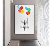 KEMEIQI Peinture sur toile colorée avec ballons et balançoires pour fille, affiche et impression murale, graffiti, art pour salon, décoration murale, Cuadros 50x70cm, sans cadre