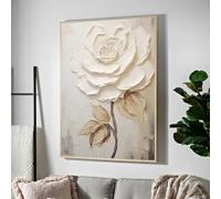 KEMEIQI Peinture sur toile florale texturée blanche, affiche de texture de fleur blanche, art mural minimaliste, décoration de chambre moderne (80 x 120 cm)
