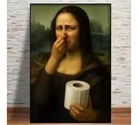 KEMEIQI Pièce m-Mimics Mona Lisa se couvrant le nez Peinture Calligraphie Toile Affiche HD Art mural intérieur couloir Décoration intérieure Fêtes (30x50cm)