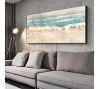 KEMEIQI Tableau abstrait de paysage de plage sur toile, affiche et impression, art mural moderne pour la décoration du salon (30 x 60 cm, sans cadre)