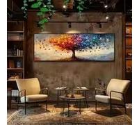 KEMEIQI Tableau grand format « Arbre de Vie » sur toile - Impression murale abstraite multicolore avec papillons pour la décoration du salon et de la chambre (60 x 180 cm/sans cadre)