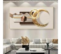 KEMEIQI Tableau minimaliste moderne nordique à motifs géométriques dorés, impression sur toile HD (40x60cm)