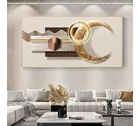 KEMEIQI Tableau minimaliste moderne nordique à motifs géométriques dorés, impression sur toile HD (60 x 90 cm), pour salon ou chambre à coucher