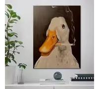 KEMEIQI Tableau sur toile illustrant un canard fumeur, affiche et impression créatives pour la décoration du salon (50x70cm)