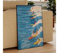 KEMEIQI Tableau sur toile moderne et relaxant représentant des vagues bleues de surf, idéal pour la décoration du salon, de la chambre ou de la maison (80 x 120 cm).
