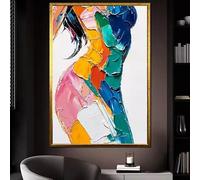 KEMEIQI Tableau sur toile texturé moderne, coloré, style graffiti, aux tons abstraits et audacieux, style féminin, affiche imprimée, décoration intérieure unique (60 x 90 cm)