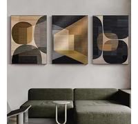 KEMEIQI Tableaux abstraits sur toile, combinaison de couleurs, affiche géométrique marron, art mural moderne pour la décoration du salon ou du bureau (50 x 70 cm x 3 / sans cadre)