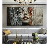 KEMEIQI Toile 2D abstraite moderne, grand format, motif texturé, éclaboussures orange et noires, art contemporain pour la décoration du salon (30 x 50 cm)