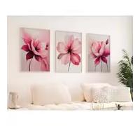KEMEIQI Toiles imprimées d'art abstrait à fleurs roses, décoration intérieure moderne, utilisées pour décorer les murs du salon et de la chambre (70 x 100 cm x 3 / sans cadre)