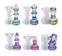 Kemelo 6 pièces International Chess Époxy Résine Moule Bricolage Artisanat Pièces D'échecs Moule en Silicone, Moules en Résine, Transparent