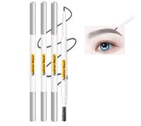 Kemelo Jane Lot de 4 crayons à sourcils avec double pointe, imperméables, longue durée de vie avec pointe pinceau précise (#02, gris)
