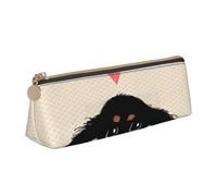 KemEng Amour de Chiot Teckel, Trousse à Crayons Triangulaire en Cuir avec Fermeture éclair, Trousse à Crayons Portable, Trousse à cosmétiques