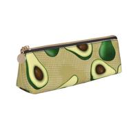 KemEng Avocat Dot Marron, Trousse à Crayons Triangulaire en Cuir avec Fermeture éclair, Trousse à Crayons Portable, Trousse à cosmétiques