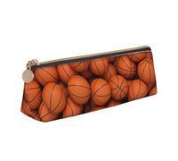 KemEng Ballon de Basket Orange, Trousse à Crayons Triangulaire en Cuir avec Fermeture éclair, Trousse à Crayons Portable, Trousse à cosmétiques