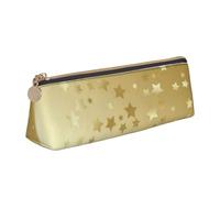 KemEng Beaucoup d'étoiles dorées sans Soudure, Trousse à Crayons Triangulaire en Cuir avec Fermeture éclair, Trousse à Crayons Portable, Trousse à cosmétiques