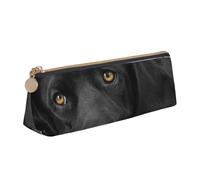 KemEng Black Lab Labrador Chien Chiot Chien Mignon, Trousse à Crayons Triangulaire en Cuir avec Fermeture éclair, Trousse à Crayons Portable, Trousse à cosmétiques