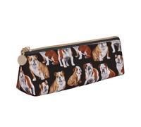 KemEng Bulldog Anglais, Trousse à Crayons Triangulaire en Cuir avec Fermeture éclair, Trousse à Crayons Portable, Trousse à cosmétiques