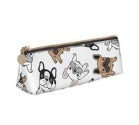 KemEng Bulldog français, Trousse à Crayons Triangulaire en Cuir avec Fermeture éclair, Trousse à Crayons Portable, Trousse à cosmétiques
