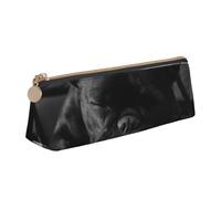KemEng Bulldog français, Trousse à Crayons Triangulaire en Cuir avec Fermeture éclair, Trousse à Crayons Portable, Trousse à cosmétiques