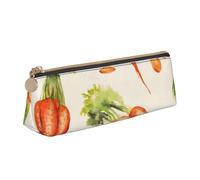 KemEng Carottes dessinées à la Main à l'aquarelle, Trousse à Crayons Triangulaire en Cuir avec Fermeture éclair, Trousse à Crayons Portable, Trousse à cosmétiques