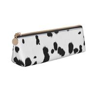 KemEng Chien Dalmatien Imprimé Tache Noire, Trousse à Crayons Triangulaire en Cuir avec Fermeture éclair, Trousse à Crayons Portable, Trousse à cosmétiques