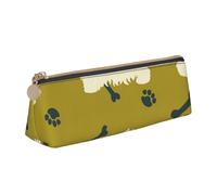 KemEng Chien Silhouette Ouest Highland Animal Ouest, Trousse à Crayons Triangulaire en Cuir avec Fermeture éclair, Trousse à Crayons Portable, Trousse à cosmétiques