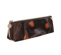 KemEng Chiot Doberman Chiens endormis Animaux Chiens Doberman, Trousse à Crayons Triangulaire en Cuir avec Fermeture éclair, Trousse à Crayons Portable, Trousse à cosmétiques