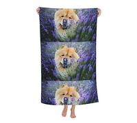 KemEng Chow-Chow Doux Moelleux Chiens Bruns Violet Sauvage, Serviette de Bain Couverture de Plage en Microfibre très absorbante Serviette de Plage Douce 80 x 130 cm