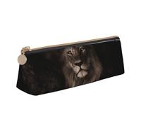 KemEng Chute du Lion modèle 3D, Trousse à Crayons Triangulaire en Cuir avec Fermeture éclair, Trousse à Crayons Portable, Trousse à cosmétiques