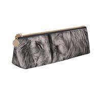 KemEng Couples De Lions Noirs Et Blancs, Trousse à Crayons Triangulaire en Cuir avec Fermeture éclair, Trousse à Crayons Portable, Trousse à cosmétiques