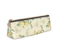 KemEng Décor Floral Shabby Chic, Trousse à Crayons Triangulaire en Cuir avec Fermeture éclair, Trousse à Crayons Portable, Trousse à cosmétiques