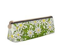 KemEng Edelweiss Fleurs de Montagne suisses, Trousse à Crayons Triangulaire en Cuir avec Fermeture éclair, Trousse à Crayons Portable, Trousse à cosmétiques