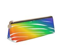 KemEng Ensemble Gay Pride LGBT Concept Drapeaux Colorés, Trousse à Crayons Triangulaire en Cuir avec Fermeture éclair, Trousse à Crayons Portable, Trousse à cosmétiques