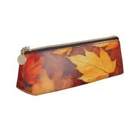 KemEng Feuilles d'automne Qui Tombent sur la rivière (2), Trousse à Crayons Triangulaire en Cuir avec Fermeture éclair, Trousse à Crayons Portable, Trousse à cosmétiques